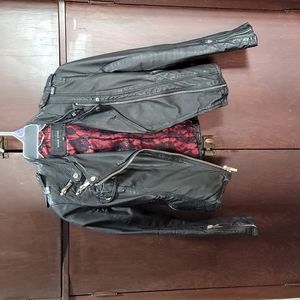 Black Rivet Leather Jacket, XS, Black